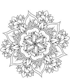 a black and white drawing of a flower with lots of leaves on it's petals