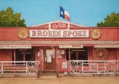 a painting of a broken spoke store