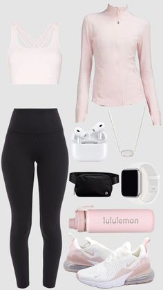 Preppy Lululemon Outfits School, Pink Workout Outfit Aesthetic, Lululemon Pink Outfit, Outfits With Define Jacket, Lululemon Aesthetic Outfits Preppy, Workout Outfits Lululemon, Preppy Outfits For School Lululemon, Workout Jacket Outfits, Sporty Clothes Aesthetic