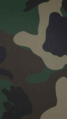 an abstract camo pattern is shown in green and brown colors, with black spots on the side