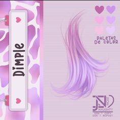 an image of a pink hair with hearts on it and the words dimes de color