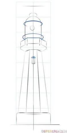 how to draw a lighthouse step by step