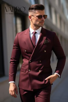 >>ORIGINAL ARTWORK AND CONTENT, PLEASE DO NOT COPY<< Burgundy Double Breasted Tuxedo Wedding Suits for men - bespoke wedding suit - formal fashion suit- prom wear Elevate your wardrobe with our Men's Luxe Burgundy Double-Breasted Suit. Expertly tailored for the modern man, this suit is a seamless blend of traditional charm and contemporary elegance. Made from premium-quality fabric, it ensures comfort while radiating sophistication. Whether you're headed to the boardroom or a gala event, this suit guarantees to make an impeccable impression. Stand tall, stand proud, and let the suit do the talking.  #EleganceRedefined #BurgundyBliss #DoubleBreastedLuxury #MensFashionForward #OfficeChic #EventReady Fabric  - Premium Terry Rayon  CONTAINS :- >DOUBLE BREASTED JACKET >A MATCHNG PANT REQUIRED C Double Breasted Suit Men, Event Attire, 4 Fingers, Suit Prom, Stylish Mens Suits, Gala Event, Burgundy Suit, Dress Suits For Men, Classic Office