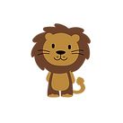 the lion is sitting down and smiling