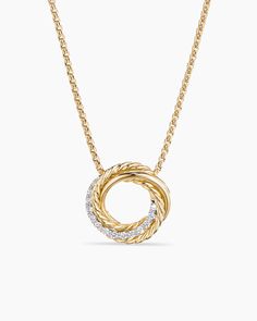 David Yurman | Crossover Pendant Necklace in 18K Yellow Gold with Diamonds, 14.5mm Yurman Necklace, David Yurman Necklace, Amulet Charm, Bead Bangles, Rare Gemstones, Pendant Gold, High Jewelry, David Yurman, Silver Rose Gold