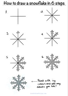 how to draw a snowflake in 6 steps with the help of pencils