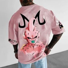 Dragon Ball Z Majin Buu Men T-Shirt Large-Size 2024 New Anime Classic Printed Cotton Fashion Short T-shirt Photography, Short Sleeve Tops Casual, Cool Shirt Designs, Majin Buu, New Anime, Tees Pattern, Glamorous Style, Birthday Gifts For Boys, Animation Design