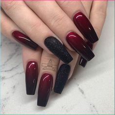 Fall Polygel Nails, Orange And Black Ombre Nails, Red And Black Nail, Japan Nails, Red Black Nails, Black Ombre Nails, Red Ombre Nails, Bridesmaid Stuff, Polygel Nail