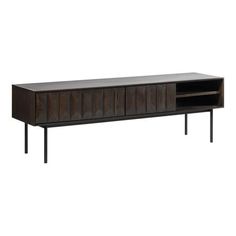 the sideboard is made out of wood and metal