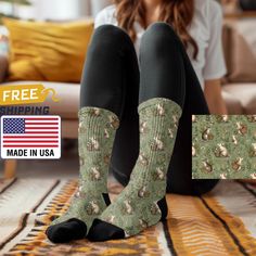 BUY 3 GET 1 FREE! ADD ANY 4 DESIGNS TO YOUR CART AND GET 25% OFF! Embrace the charm of the woods with these Foraging Mice Pattern Green Socks! Featuring a seamless design of adorable mice foraging for herbs, nuts, and wildflowers, each mouse is uniquely styled with baskets and surrounded by elements like tiny mushrooms, leafy vines, and woven baskets. Set against an earthy green background, this pattern captures the essence of the CottageCore aesthetic with its whimsical, nature-inspired theme. Cottagecore Animals, Whimsical Cottagecore, Whimsical Nature, Tiny Mushroom, Green Socks, Earthy Green, Cottagecore Style, Woven Baskets, Cottagecore Aesthetic