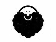 a black and white drawing of a beard with a smile on it