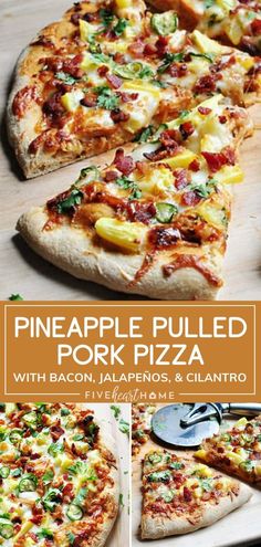 pineapple pulled pork pizza with bacon, jalapenos, and cilantro