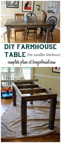 the diy farmhouse table for smaller kitchens