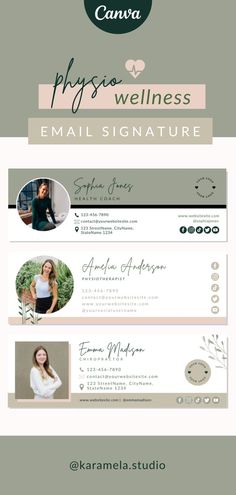 With these email signature templates, you can give an elegant and stylish finish to your emails! 

These templates are INSTANT DOWNLOADABLE and FULLY EDITABLE.

-- Simply change colors, add your own photos and text! Find them in the KaramelaStudio Shop! Google Signature Design, Unique Email Signature, Personal Email Signature Ideas, Realtor Email Signature, Canva Email Signature, Email Signature Design Ideas, Email Signature Ideas Business, Email Signature Design With Logo, Email Signature Design Inspiration