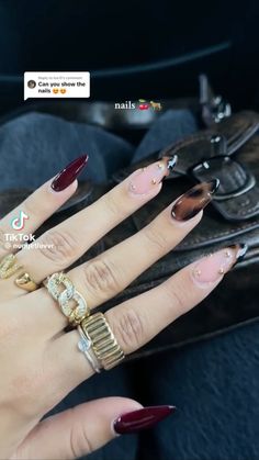 Square Acrylic Nails Aesthetic, Fall Nails With Initial, Fall Inspo Nails 2024, Classy Red Nails Design, Fall Nails Square Long, Prom Nails 2024, Pretty Square Nails Long, Medium Length Nails Designs, Square Acrylic Nails Fall