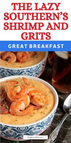 We love shrimp and grits but we need quick and simple after work! This is the version that we love when we're in a hurry or when we've had a super long day at work! We call this, "The Lazy Southern's Shrimp and Grits". Cheesy Grits Recipe, Southern Shrimp And Grits, Quick Grits