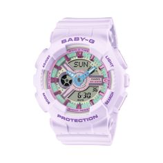 BA110PL-1A | BABY-G Women's Black Watch, Pink Face | CASIO Baby G Watch, G Shock Limited Edition, Purple Watch, Elapsed Time, Baby G, Casio G Shock, Analog Watch, Gshock Watch, G Shock