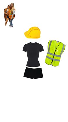 an image of construction worker outfit and safety gear on white background with clipping for text