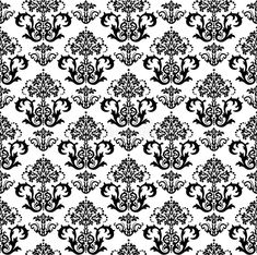 an abstract black and white background with floral ornament design in the style of damask