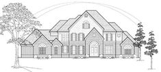 this is an artist's rendering of the front elevation of these luxury home plans