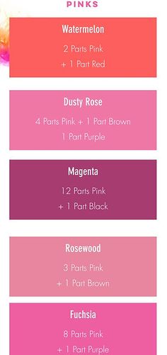 the color chart for pinks