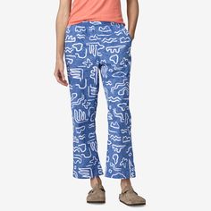 Everyday, easy, lightweight woven pants with an elasticized waistband and internal drawcord are designed for fit and function. The inseam length is 26½. Made in a Fair Trade Certified™ factory. | Patagonia Women's Funhoggers™ Cotton Pants in Vessel Blue, XL - Short Length - Casual Pants Casual Blue Patagonia Bottoms, Patagonia Casual Summer Bottoms, Casual Summer Bottoms By Patagonia, Patagonia Relaxed Fit Pants With Pockets, Casual Patagonia Pants With Pockets, Patagonia Summer Bottoms With Elastic Waistband, Patagonia Casual Cotton Bottoms, Patagonia Relaxed Fit Bottoms For Summer, Patagonia Relaxed Fit Summer Bottoms