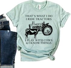 Farm Shirts, Farm Clothes, Reunion Shirts, Farmer Shirt, Cute Country Outfits, Country Girls Outfits, Cow Shirt, Farm Signs, Cute Shirt Designs