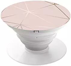 an image of a round table top on a white base with pink and gold lines