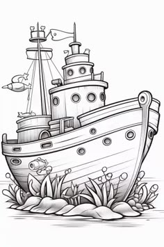 Nautical Coloring Pages, Valentine Coloring Pages Free Printables, Woodland Animals Coloring Pages, Drawing Boats, Wild Animals Coloring Pages, Unicorn Coloring Pages Free Printable, Colouring In Pictures, Zoo Animal Coloring Pages, Beach Sunset Painting