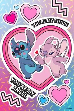 an image of two cartoon characters in a heart shaped frame with the words you're my