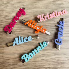 Gorgeous acrylic personalised hair clip.  This item can be cut to any name or word of your choosing. Kid Jewelry, Laser Products, Katie Stevens, Birthday Accessories, Laser Engraved Gifts, New Business Ideas, Laser Ideas, Elegant Tattoos, Acrylic Charms