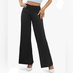 Palazzo Lounge Pants Polyester Spandex Blend Machine Wash Comfortable Stretchy Black 4-way Stretch Trousers, Black Elastane Bottoms For Loungewear, Black Wide-leg Yoga Pants For Loungewear, Black Elastane Lounge Pants, Black Elastane Pants For Loungewear, Black 4-way Stretch Straight Pants, Black Straight Pants With 4-way Stretch, Black Wide Leg Trousers In Elastane, Black 4-way Stretch Bottoms For Night Out