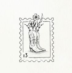 a stamp with flowers in a boot on it