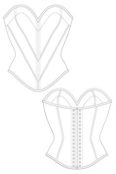 the front and back views of a corset