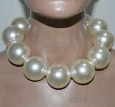 Big Beaded Necklace, Big Baroque Pearl Necklace, Giant Pearl Necklace, Big White Pearl Necklace, Pearl White Large Beads Pearl Necklace, Statement Pearl Choker, Huge Pearl Necklace, White Baroque Pearl Choker, Big Pearl Necklace