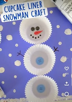 cupcake liner snowman craft for kids to make