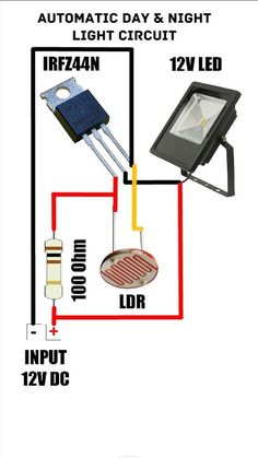 the wiring for an automatic day and night light circuit is shown in this diagram, which shows