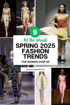 Many of the best collections included some of the worst spring 2025 fashion trends for women over 50. Take a look at some of these outlandish trends. #fashion #over50 #springfashion #springtrends #spring2025