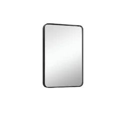 a mirror that is on the wall in front of a white background and black frame