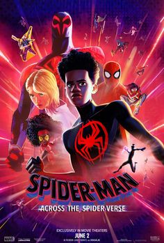 the poster for spider - man across the spiderverse, which is featured in an animated movie