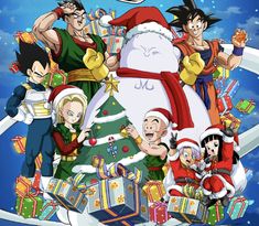 the dragon ball christmas poster is shown