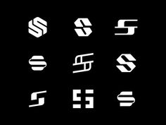 some type of font that is white on black and it looks like the letter s