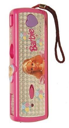 a pink cell phone case with barbie on it