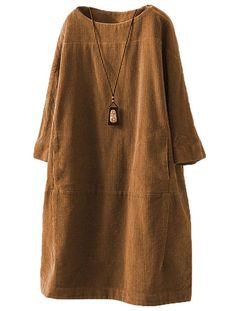 PRICES MAY VARY. Women round neck long sleeve loose swing casual long dress with pockets Oversized baggy fall overall dresses for women corduroy cotton tunic dreses Women's a line midi long boho dress great for casual daily wear, holiday, party, office, work, loungewear, christmas, xmas, halloween Plus size winter vintage dresses for women great to wear with leggings, jeans, long coats, jackets, trenchcoat, casual and fashion Size information: please read the size details on Product Description Brown Dresses Outfit, Black Midi Dresses, Floral Midi Dresses, Casual Midi Dresses, Wedding Colors Fall, Cotton Frocks For Kids, Frocks For Kids, Cotton Frocks, Brown Dresses