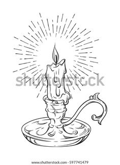 a candle on a saucer with sunburst in the background stock photo image