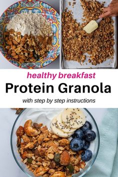 healthy breakfast protein granola with step by step instructions