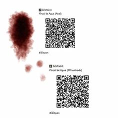 some red ink that is on the side of a white paper with qr code