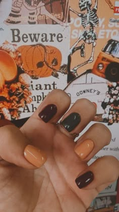 Embrace the season with simple yet stylish fall nail designs for 2024! Featuring warm tones and minimalist patterns, these nails are perfect for a cozy, autumnal look. 🍂 Ideal for everyday wear, these designs offer elegance with ease. Discover your new favorite fall nails today! #FallNails #SimpleNailArt #AutumnStyle Fall Nails On Real Nails, Fall Nails 2033, Fall Nail Paint, Simple Halloween Nails Solid Color, October Nail Designs Square, September Mail Ideas, Womens Fall Nails, First Day Of Fall Nails, Fall Themed French Tip Nails