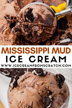 two scoops of mississippi mud ice cream on top of each other