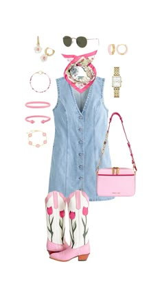 #style #stylingtips #stylefashion #styleideas #styleinfluencer #ootd #outfits #outfitoftheday #outfitstyle #outfitgoals #outfitideasforwomen #outfitidea #outfittrends #western #westernfashion #westernwear #westernoutfits #westernfashion #pink #pinkoutfits #cowboyboot #cowgirl #cowgirlstyle #cowgirlfashion #cowgirloutfit #cowgirlaesthetic #aesthetic Trendy Cowgirl Boots Outfit, Rock The South Outfit Ideas, Denim And Sparkles Outfit, Western Denim Jacket Outfit, 2025 Western Fashion, Fancy Nancy Aesthetic Outfits, Briley King Outfits, Western Pink Outfit, Retro Country Outfits